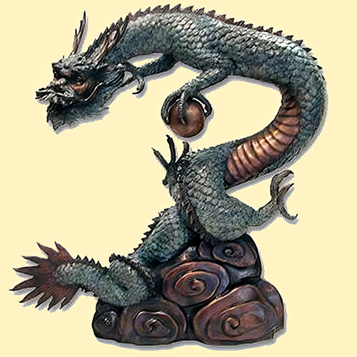 Hollow Cast Bronze : Azure Dragon Water Feature : Medium