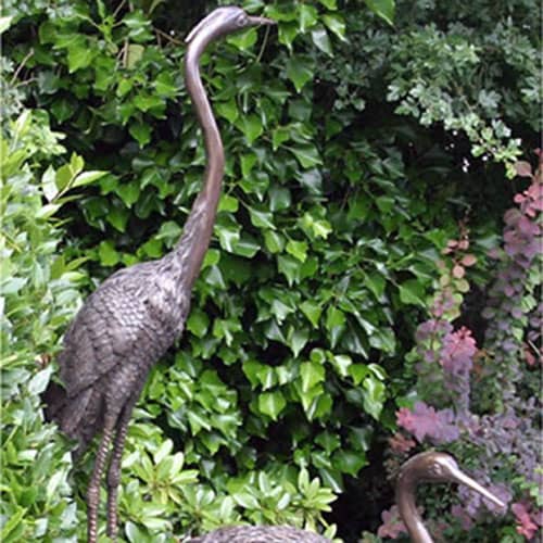 Hollow Cast Bronze Birds : Herons : Pair : Perched on a Log