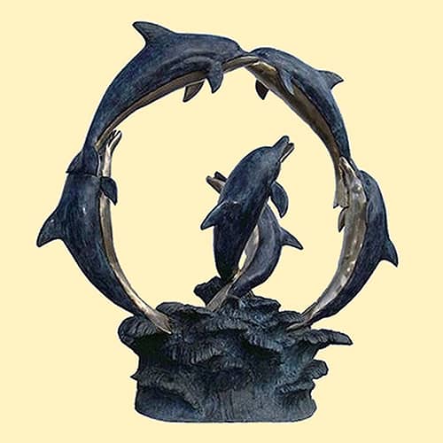 Hollow Cast Bronze Fountain : Circle of Dolphins