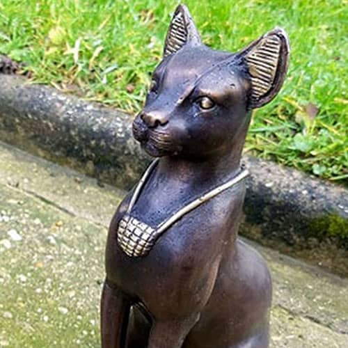 Hollow Cast Bronze Seated Egyptian Cat : Brown