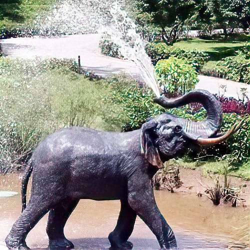 Hollow Cast Bronze Elephant : Tawan : Water Feature