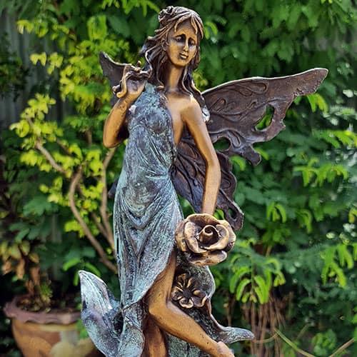 Hollow Cast Bronze Fairy : Twink in a Blue Dress