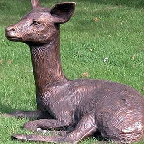 Hollow Cast Bronze Deer : Fallow Deer Fawn : Lying Down