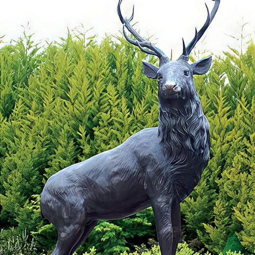 Hollow Cast Bronze Deer : Red Deer Stag : Standing on a Rock