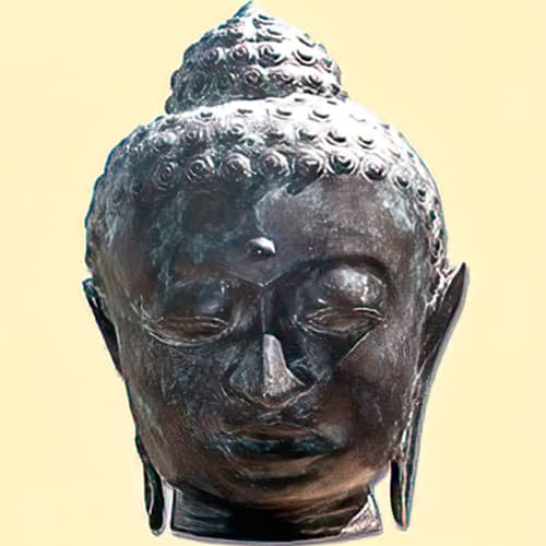 Hollow Cast Bronze Asian Artefact : Buddha Head : Burma