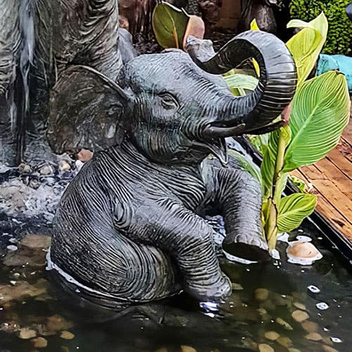 Hollow Cast Bronze Elephant : Honey : Water Feature