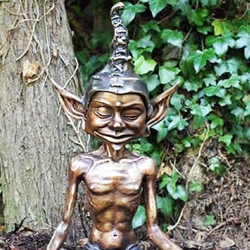 Hollow Cast Bronze Elf Sting In Deep Meditation