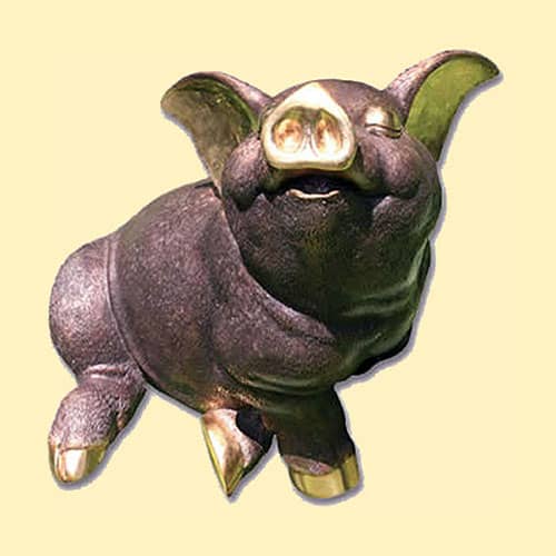 Hollow Cast Bronze Fun Pig : Small