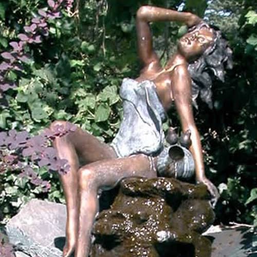 Hollow Cast Bronze Figure : Posing Jayne : Water Feature