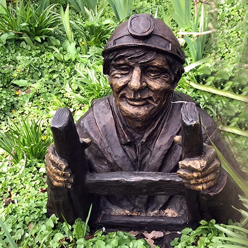 Hollow Cast Bronze Figure : Manhole Man : Patinated