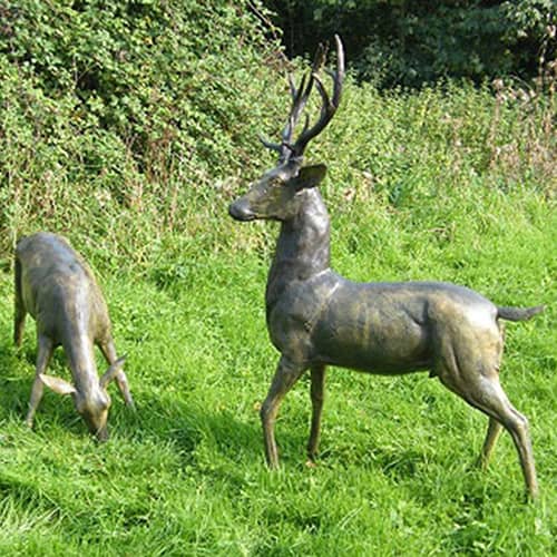Hollow Cast Bronze Deer : White-tailed Deer : Mating Pair
