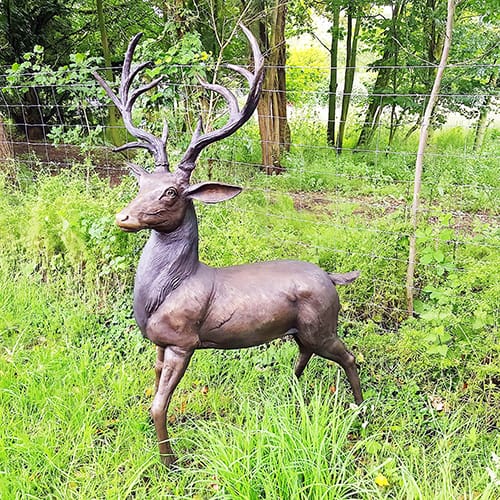 Hollow Cast Bronze Deer : White-tailed Deer : Standing Buck