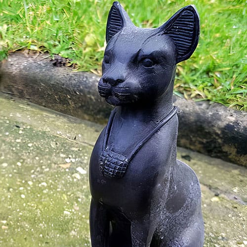 Hollow Cast Bronze Seated Egyptian Cat : Black