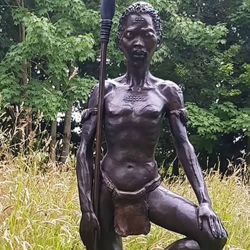 Hollow Cast Bronze Figure : African Maasai Warrior Man