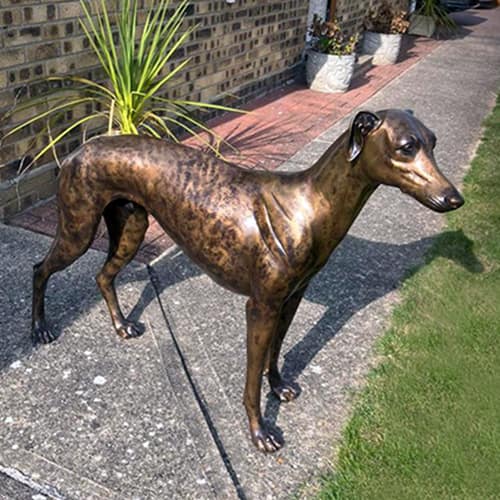 Hollow Cast Bronze Dog : Greyhound : Brindle : Brindle Coat