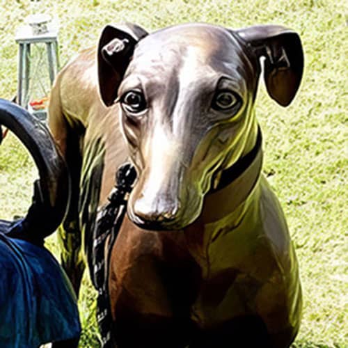 Hollow Cast Bronze Dog : Greyhound Brownie : Mid Brown Coat