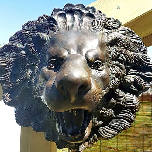 Hollow Cast Bronze Lions Head Water Feature : Lenny