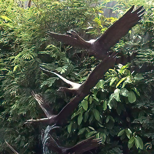 Hollow Cast Bronze Birds : Five Geese Formation Flying