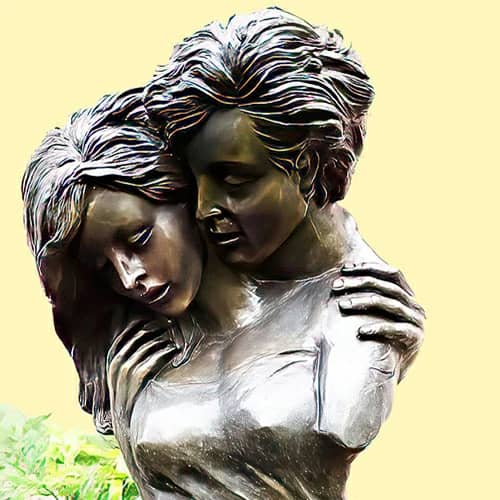 Hollow Cast Bronze Art : Boy and Girl : Love Sculpture