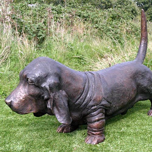 Hollow Cast Bronze Dog : Basset Hound : Fred