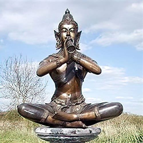 Bronze Asian Figure : Sitting Piper : Large