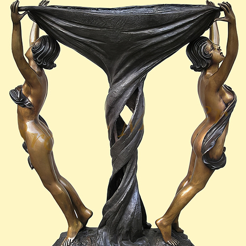 Hollow Cast Bronze Fountain : : Two Young Ladies