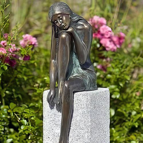 Bronze Figure : Emma with Her Chin on Her Knee : Small