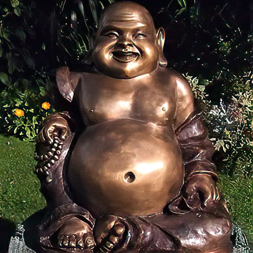 Hollow Cast Bronze Asian Figure : Seated Happy Buddha