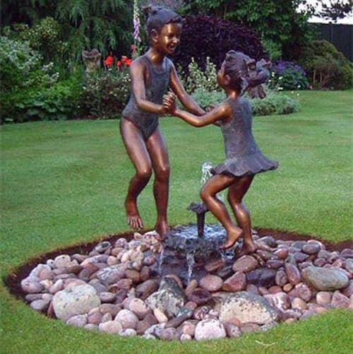 Hollow Cast Bronze Figures : Dancing Duo : Water Feature