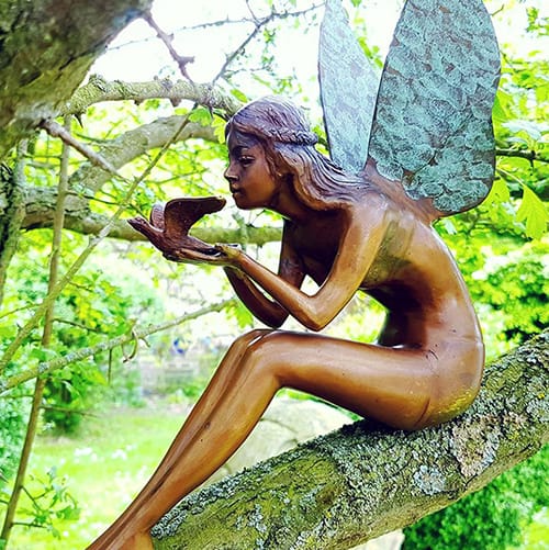 Hollow Cast Bronze Fairy : Twinkabell and her Robin Friend