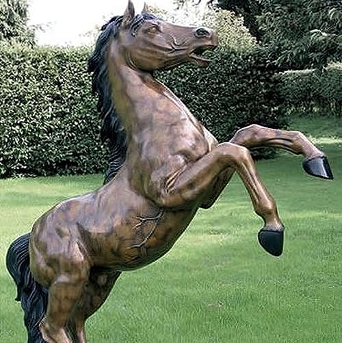 Hollow Cast Bronze Rearing Horse Dapple Brown