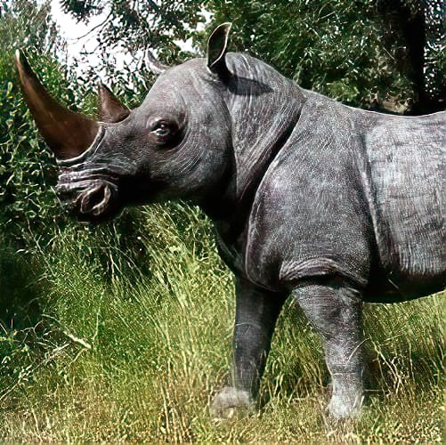 Hollow Cast Bronze Rhino : Rocky the White Rhinoceros